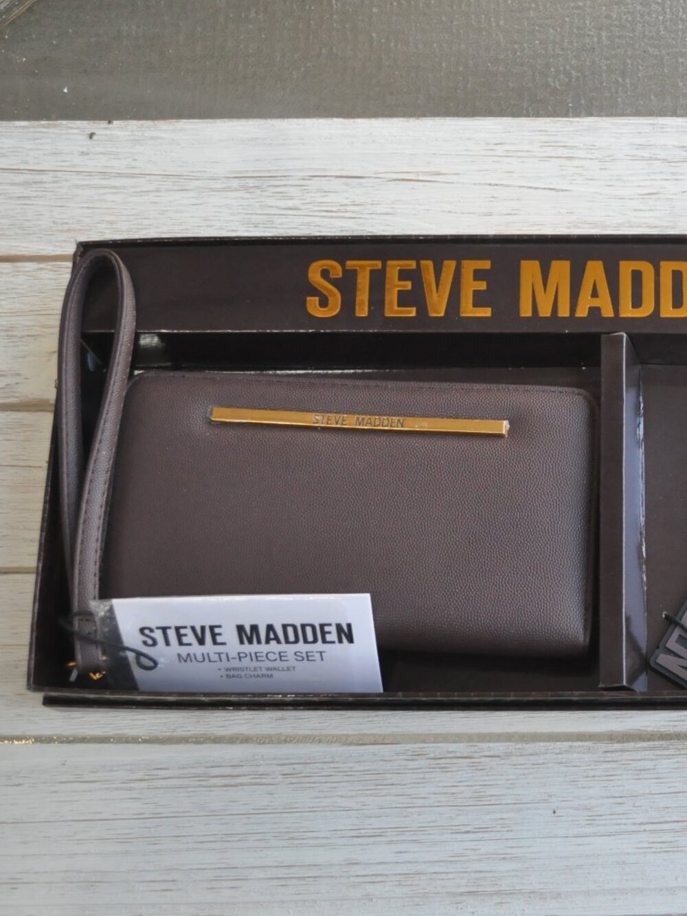 Steve Madden Multi-Piece Wristlet Wallet & Charm Set